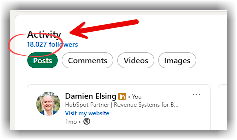 LinkedIn profile showing 18,000+ connections