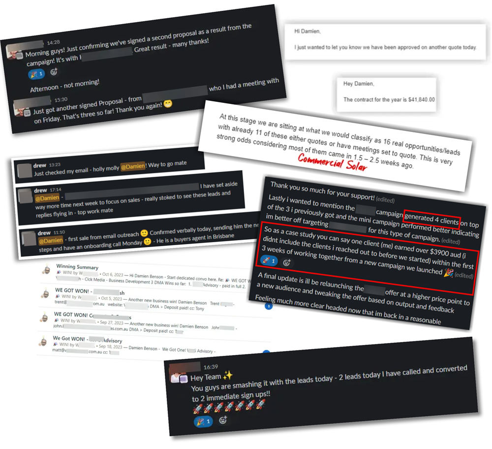 Cold Outreach client feedback collage 1000